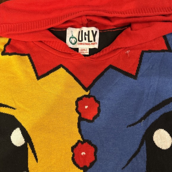 Ugly Christmas Party Sweater 2XL Jack In The Box Unisex Hood NWOT - Picture 2 of 9